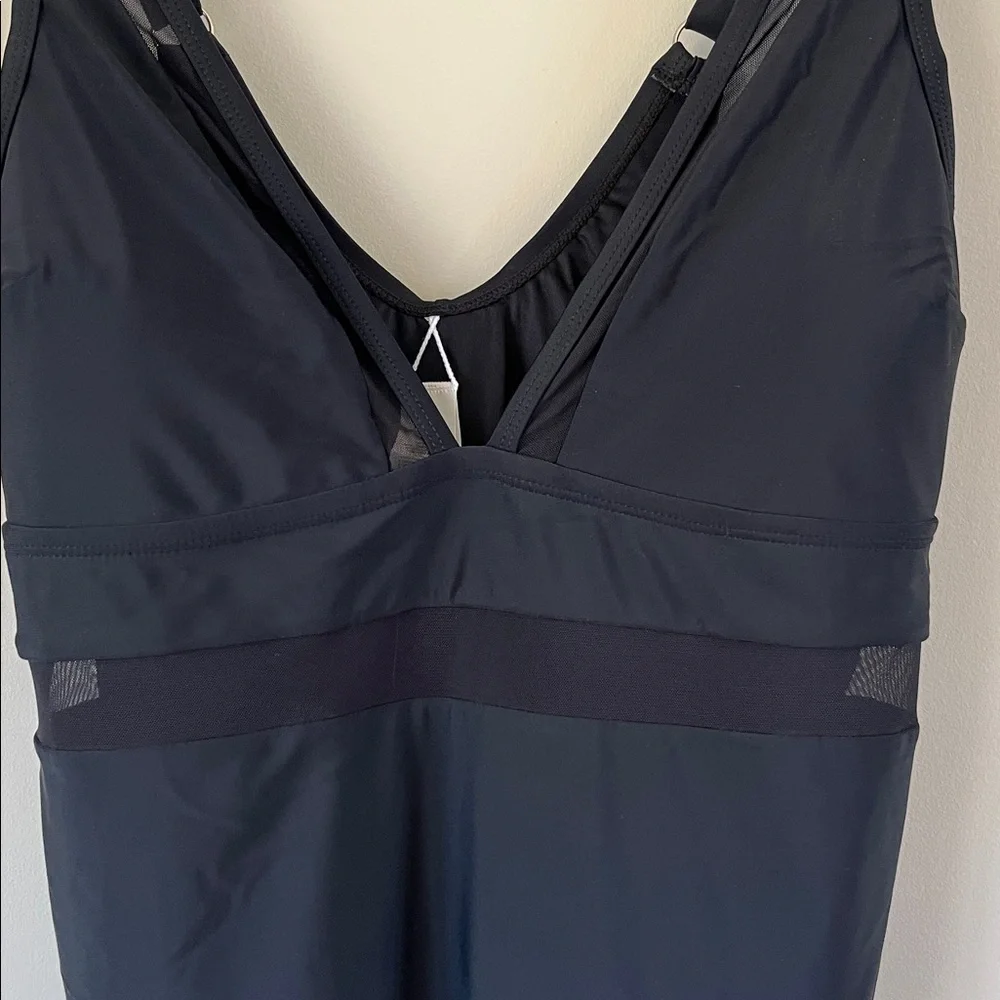 Cupshe Tummy Control Mesh Sheer V Neck Adjustable‎ Wide Straps Cheeky One Piece